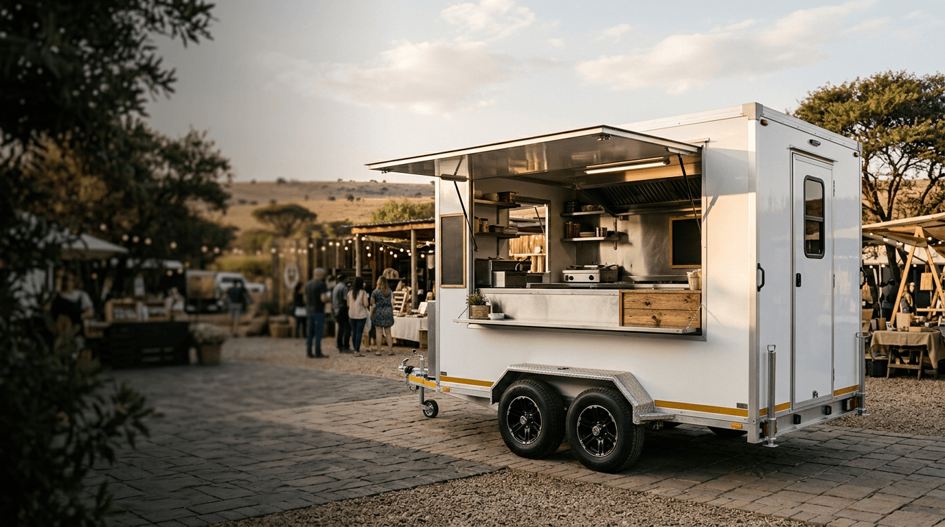 A BEXCO mobile food trailer ready for a day of trading